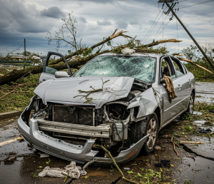 strom damaged car 