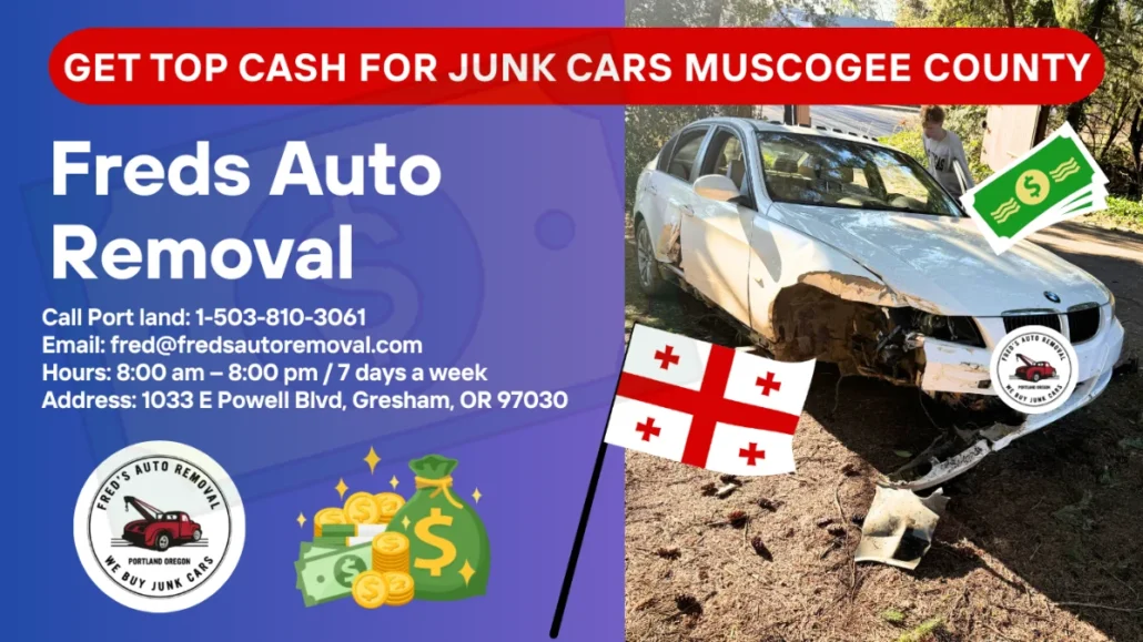 Junk car removal Muscogee County GA - Fred's Auto Removal pays cash for damaged cars - scrap car buyer Muscogee County Georgia - free same-day towing - we buy junk cars any condition - sell wrecked vehicle today